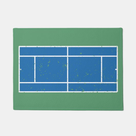 Blauwe en groene Tennis Court Verstoorde stijl Deurmat (Voorkant)