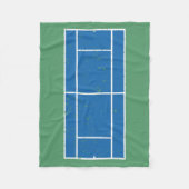 Blauwe en groene Tennis Court Verstoorde stijl Fleece Deken (Voorkant)