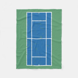Blauwe en groene Tennis Court Verstoorde stijl Fleece Deken