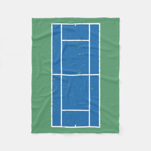 Blauwe en groene Tennis Court Verstoorde stijl Fleece Deken (Voorkant)
