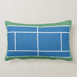 Blauwe en groene Tennis Court Verstoorde stijl Kussen