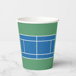 Blauwe en groene Tennis Court Verstoorde stijl Papieren Bekers