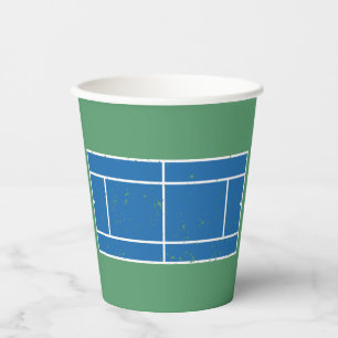 Blauwe en groene Tennis Court Verstoorde stijl Papieren Bekers