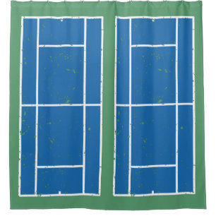 Blauwe en Groene Tennis cursussen Onderdruk Stijl Douchegordijn