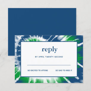 Blauwe en groene Tie Dye Bar Mitswa RSVP Card Kaart