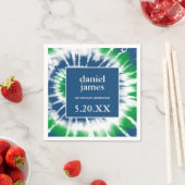 Blauwe en groene Tie Dye Spiral Gepersonaliseerde  Servet (Insitu)