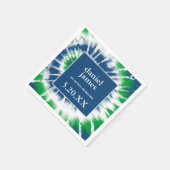 Blauwe en groene Tie Dye Spiral Gepersonaliseerde  Servet (Hoek)