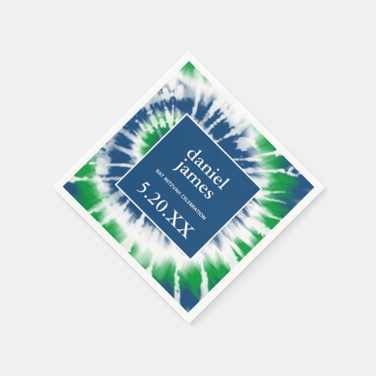 Blauwe en groene Tie Dye Spiral Gepersonaliseerde  Servet (Hoek)
