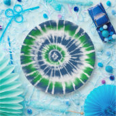 Blauwe en groene Tie Dye Spiral Party Bord (Feest)