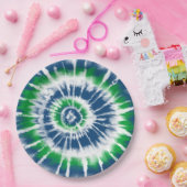 Blauwe en groene Tie Dye Spiral Party Bord (Feest)