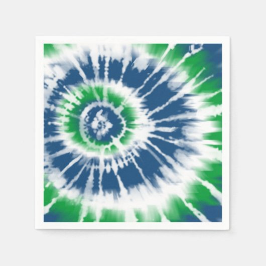 Blauwe en groene Tie Dye Spiral Party Servet (Voorkant)