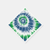Blauwe en groene Tie Dye Spiral Party Servet (Hoek)