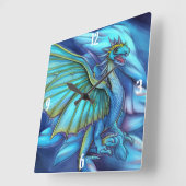 Blauwe en groene trekkervierkant wandklok (Hoek)