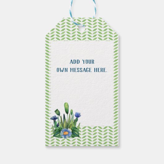 Blauwe en groene tuin cadeaulabel (Achterkant)