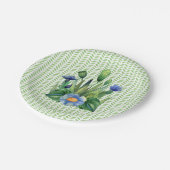 Blauwe en groene tuin papieren bordje (Gekanteld)