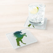 Blauwe en groene Unicorn Glazen Onderzetter (Schuin)