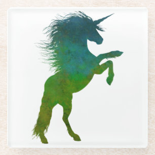 Blauwe en groene Unicorn Glazen Onderzetter