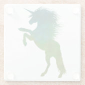 Blauwe en groene Unicorn Glazen Onderzetter (Achterkant)