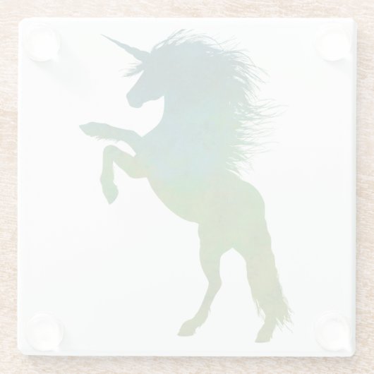 Blauwe en groene Unicorn Glazen Onderzetter (Achterkant)