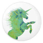 blauwe en groene unicorn keramische knop (Voorkant)