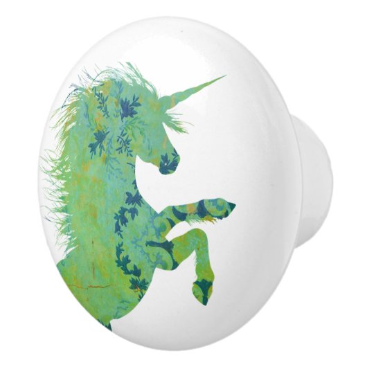 blauwe en groene unicorn keramische knop (Rechts)