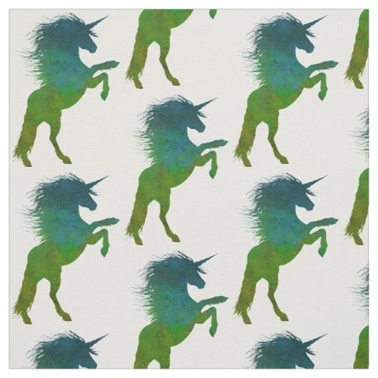 Blauwe en groene Unicorn Stof (Swatch)