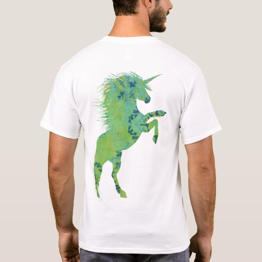  blauwe en groene unicorn t-shirt (Achterkant)