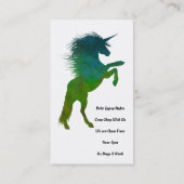 blauwe en groene unicorn visitekaartje (Achterkant)