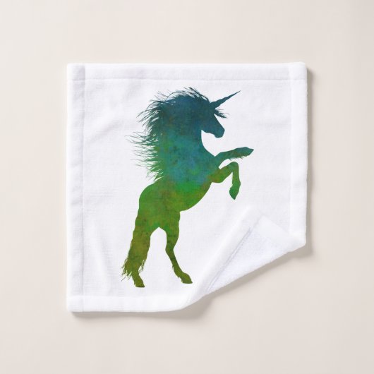 Blauwe en groene Unicorn Washandje (Wasdoekje)