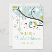 Blauwe en groene vedervogels Bridal Shower Invitat Kaart (Voorkant)