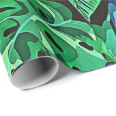 Blauwe en groene veren en tropische bladeren cadeaupapier (Rol Hoek)