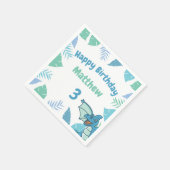 Blauwe en Groene Verjaardag Dinosaurus Draak Servet (Hoek)