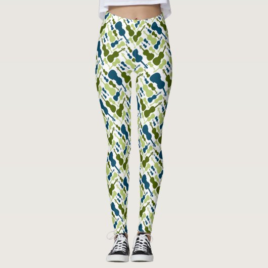 Blauwe en groene violen leggings (Voorkant)