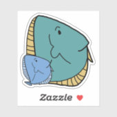 Blauwe en groene vis sticker (Vel)