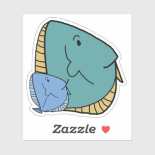 Blauwe en groene vis sticker