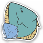 Blauwe en groene vis sticker (Voorkant)