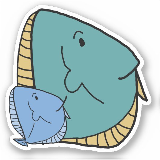Blauwe en groene vis sticker (Voorkant)
