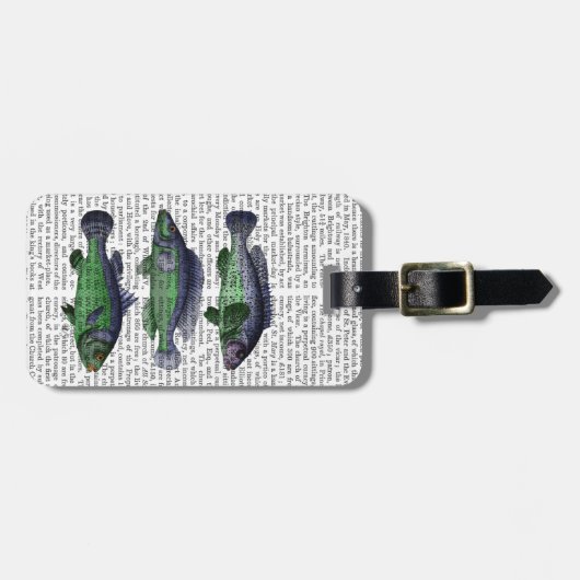 Blauwe en groene vistrio bagagelabel (Voorkant horizontaal)