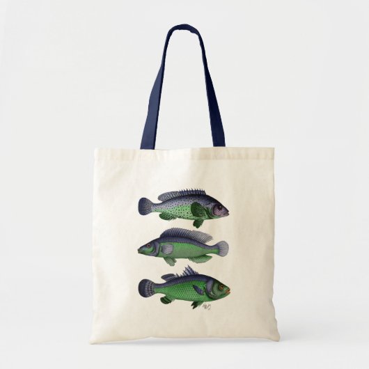 Blauwe en groene vistrio tote bag (Voorkant)