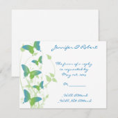 Blauwe en Groene Vlinder Vine Respons Kaart (Voorkant / Achterkant)