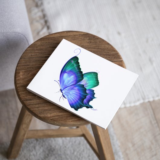 Blauwe en groene vlinder vinyl Sticker