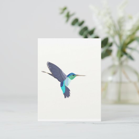 Blauwe en groene vogel briefkaart (Staand voorkant)