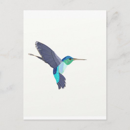 Blauwe en groene vogel briefkaart (Voorkant)