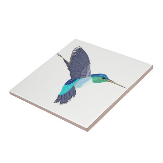 Blauwe en groene vogel tegeltje (Zijkant)