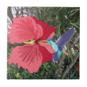 Blauwe en groene vogel tegeltje (Voorkant)