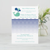 Blauwe en groene walvis Baby shower Kaart (Staand voorkant)