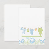 Blauwe en groene waslijn Baby shower Escort Kaart (Voorkant / Achterkant)