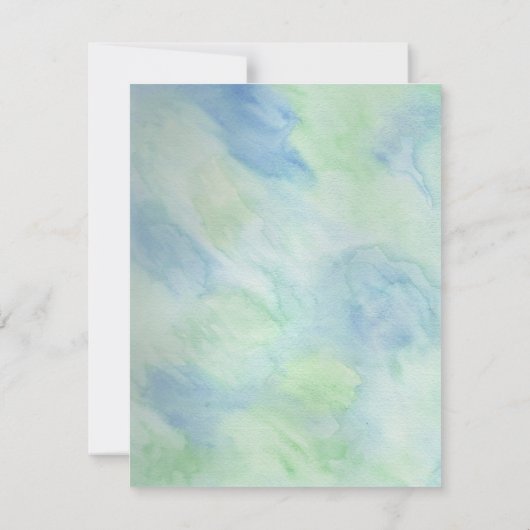 Blauwe en groene Waterverf begrafenis | Herdenking Kaart (Achterkant)