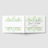 Blauwe en groene Waterverf bladeren Gastenboek (Volledig)