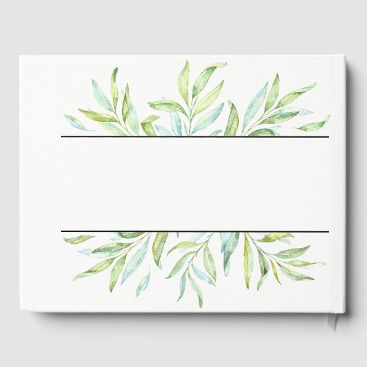 Blauwe en groene Waterverf bladeren Gastenboek (Achterkant)